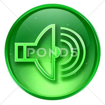 Music icon green, isolated on white background. Stock Illustration