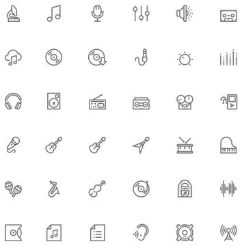 Music icon set Stock Illustration