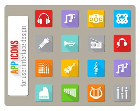 Music icon set Stock Illustration