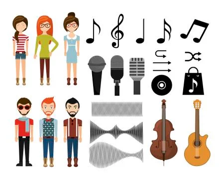 Music icon set vector design Stock Illustration