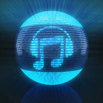 Music icon on sphere formed by binary code Stock Illustration