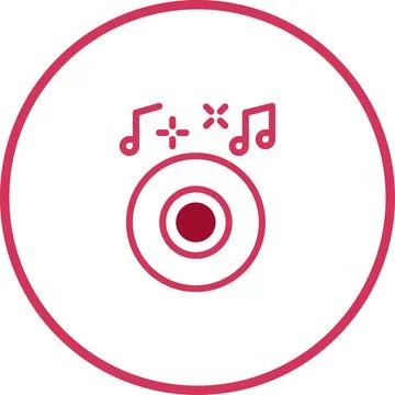 Music Icon: Vinyl Record with Notes and Sparkling Accents - Vector Graphic Stock Illustration