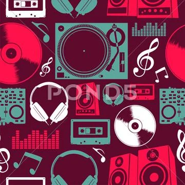 Music icons seamless pattern Stock Illustration