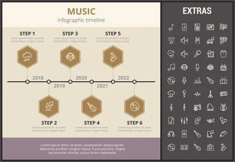 Music infographic template, elements and icons. Stock Illustration