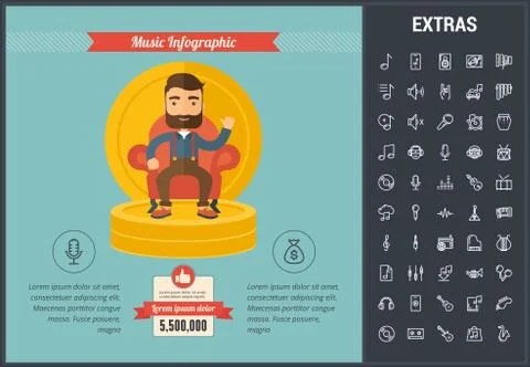 Music infographic template, elements and icons. イラスト素材