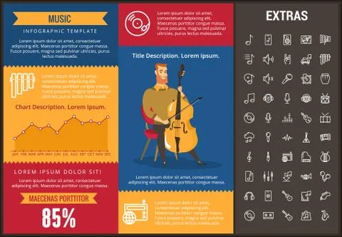 Music infographic template, elements and icons. Stock Illustration