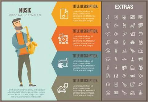 Music infographic template, elements and icons. イラスト素材