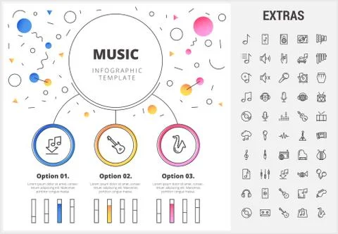 Music infographic template, elements and icons. Stock Illustration