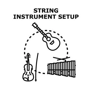 Music instruments for acoustic performance setup Stock Illustration
