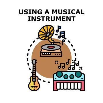 Music instruments and sound producing devices concept Illustrazione stock