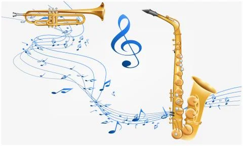 Music instruments are on abstract background Illustrazione stock