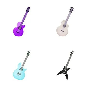 Music instruments collection featuring different styles of guitars 스톡 일러스트