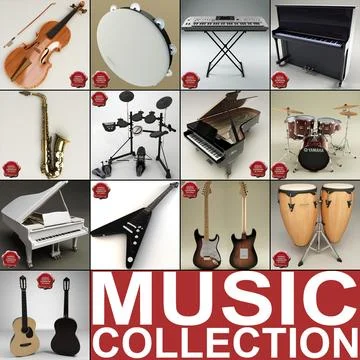 Music Instruments Collection V4 3D Model