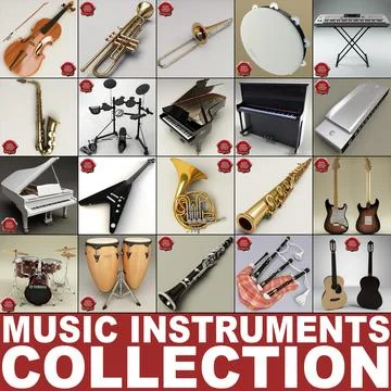 Music Instruments Collection V8 3D Model