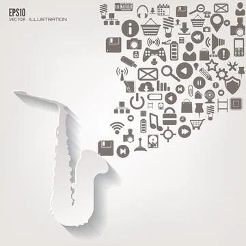 Music instruments icon. Flat abstract background with web icons. Interface Stock Illustration