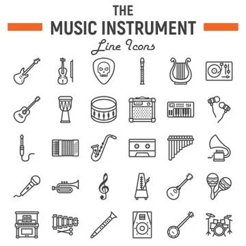 Music instruments line icon set, audio symbols イラスト素材