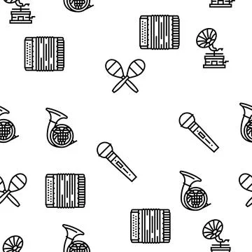 Music Instruments Performance Vector Seamless Pattern Stock Illustration