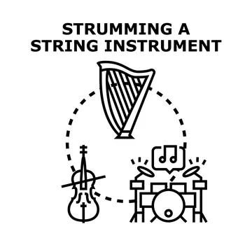 Music instruments playing together creating sound illustration Stock Illustration