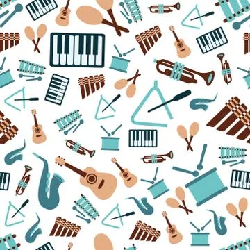 Music instruments seamless pattern Stock Illustration