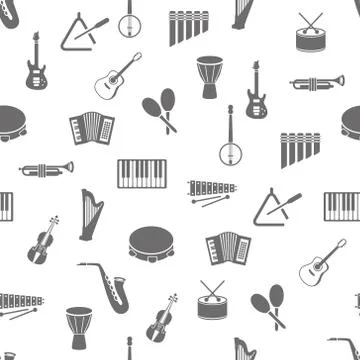 Music instruments seamless pattern Stock Illustration