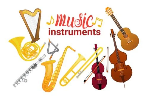Music Instruments Set Banner With Copy Space Musical Concept Stockillustratie