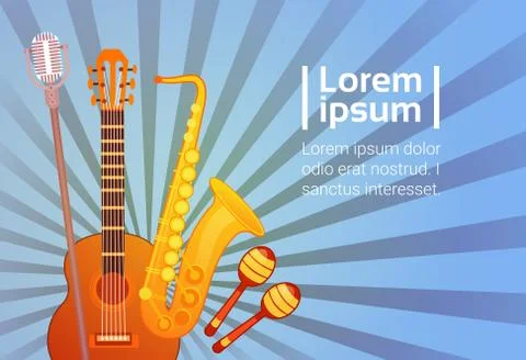 Music Instruments Set Banner With Copy Space Musical Concept イラスト素材