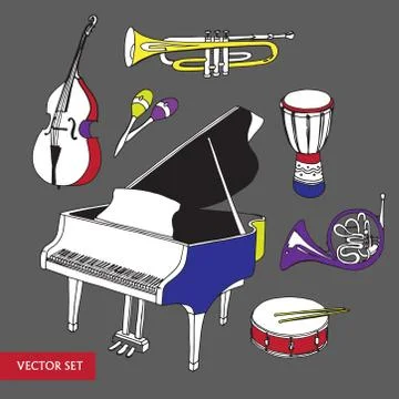 Music Instruments Set 库存插图