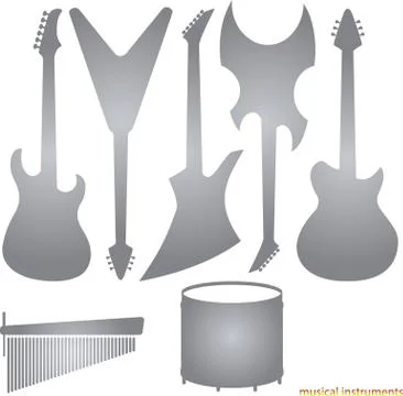 Music instruments silhouettes Stock Illustration