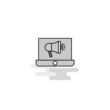 Music on Laptop  Web Icon. Flat Line Filled Gray Icon Vector Illustrazione stock