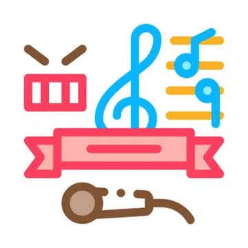 Music Lessons Graduation Icon Vector Outline Illustration 스톡 일러스트