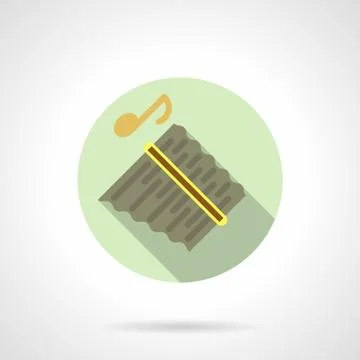 Music lessons. Panpipes flat round vector icon Stock Illustration