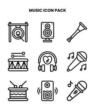 Music Line Bundle Icons Pack Stock Illustration