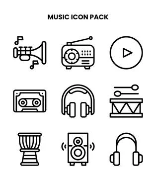 Music Line Graphics Icons Pack Stock Illustration