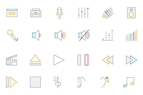 Music Line Icons Stock Illustration