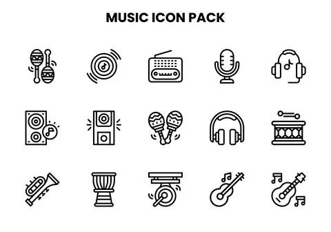 Music Line Vector Icons Pack Stock Illustration