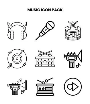 Music Line Vector Icons Pack Stock Illustration
