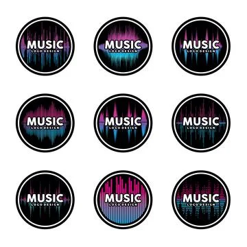 Music Logo Design Vector Set Stock Illustration