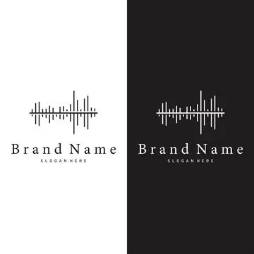 Music logo with neon equalizer style for electronic Stock Illustration