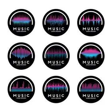 Music Logo Template Set Stock Illustration