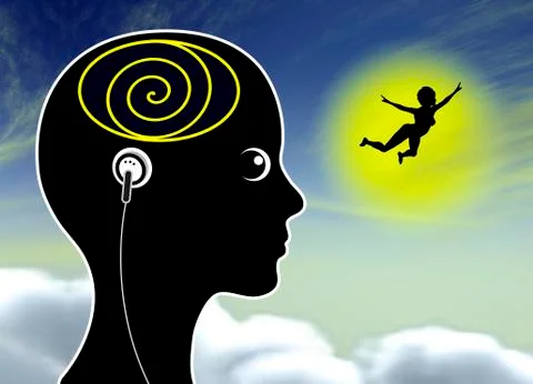 Music makes me fly Illustrazione stock