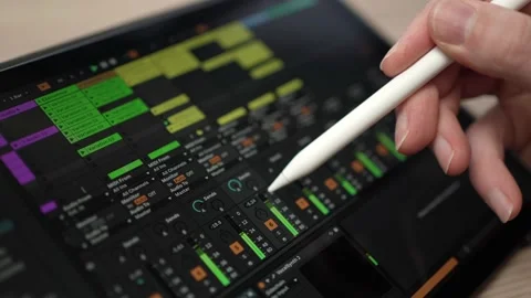 Music Making App on a iPad Tablet Screen With a Stylus Closeup Stock Footage 177682379