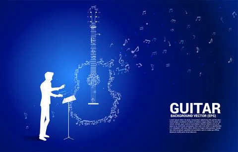 Music melody note dancing flow shape guitar icon . Stock Illustration