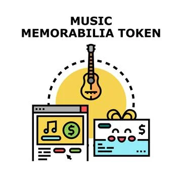 Music memorabilia token vector concept illustrating collectibles Stock Illustration