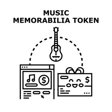 Music memorabilia token vector concept illustrating collectibles Illustrazione stock