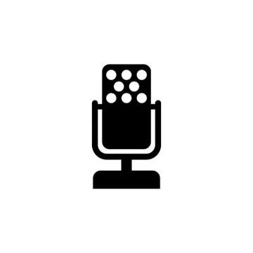 Music Microphone Flat Vector Icon Stock Illustration