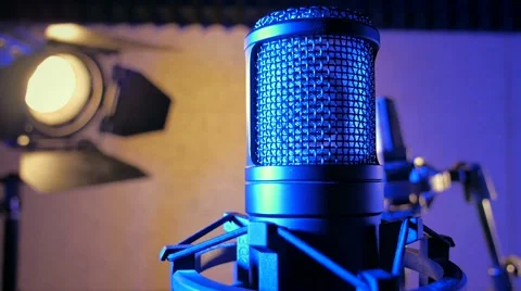 Music microphone in the recording studio Stock Footage 66262992