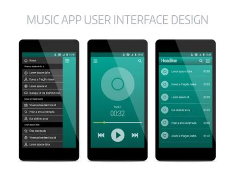 Music modern app user interface design. Stock Illustration