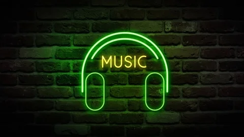 Music Neon Sign Headphone Neon Symbol Stock Video Pond5