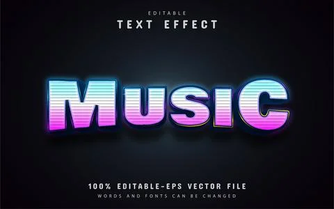 Music neon text effect Stock Illustration