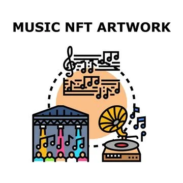 Music nft artwork creating digital audio content Stock Illustration